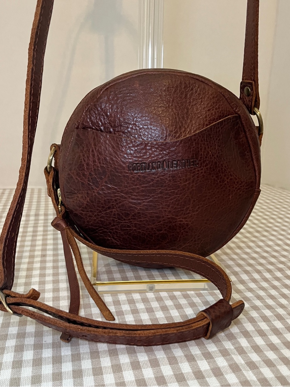 Portland Leather Round Crossbody, Brown / Nutmeg, Circle Bag, Good Condition